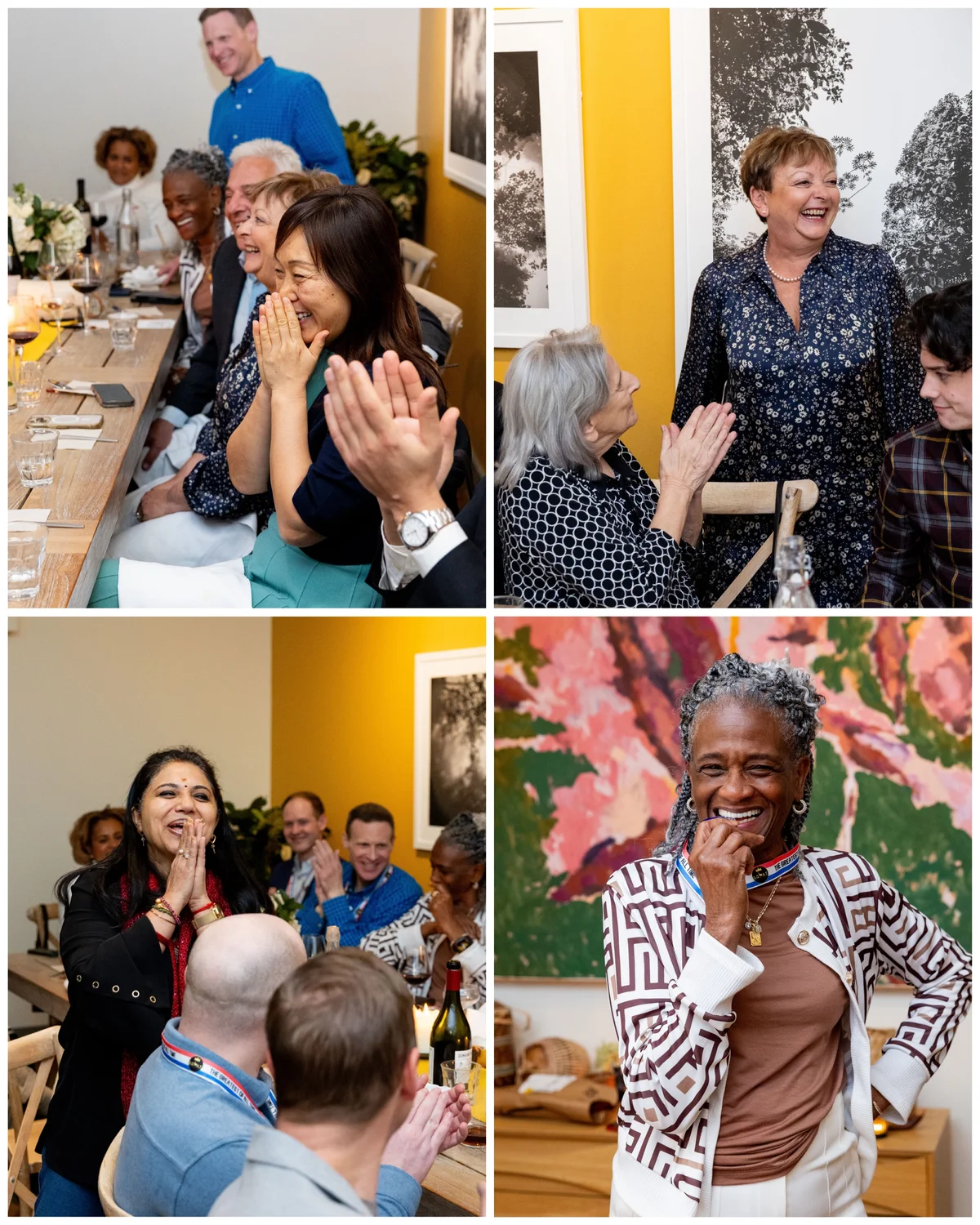 Team members reacting with joy during the GOAT Awards ceremony