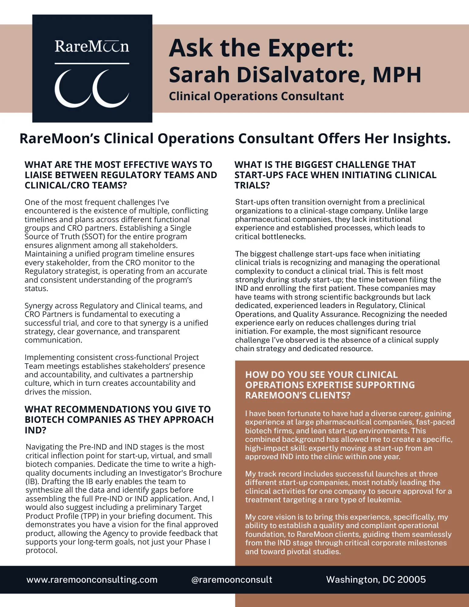 Ask the Expert: Sarah DiSalvatore, MPH - RareMoon's Clinical Operations Consultant